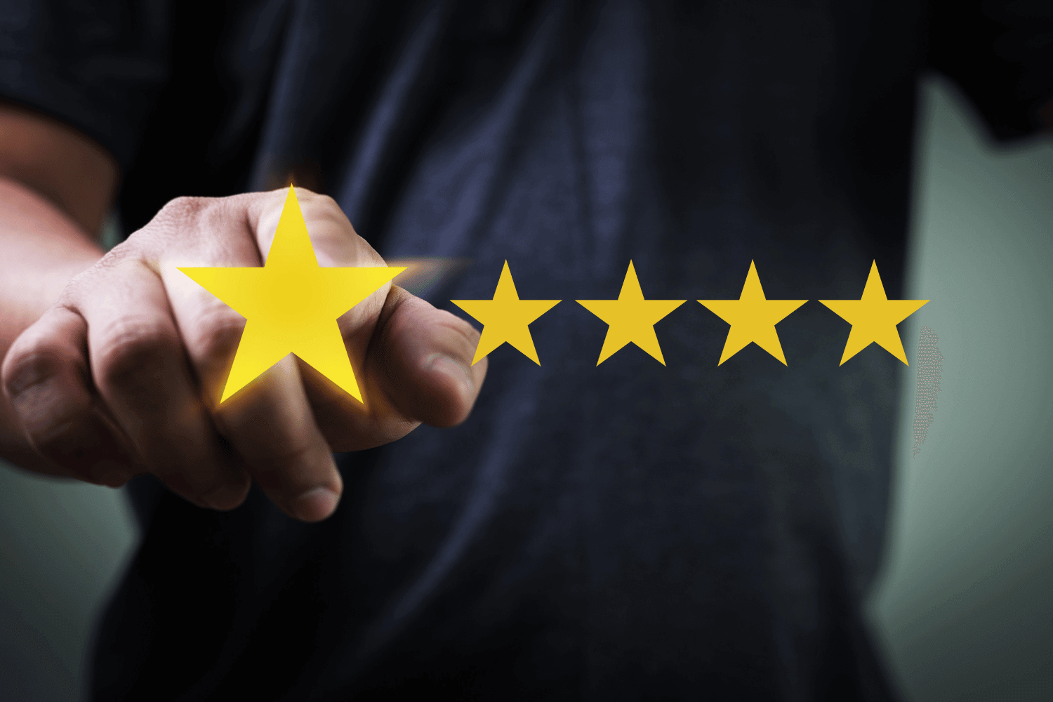 Customer picking a star rating for service