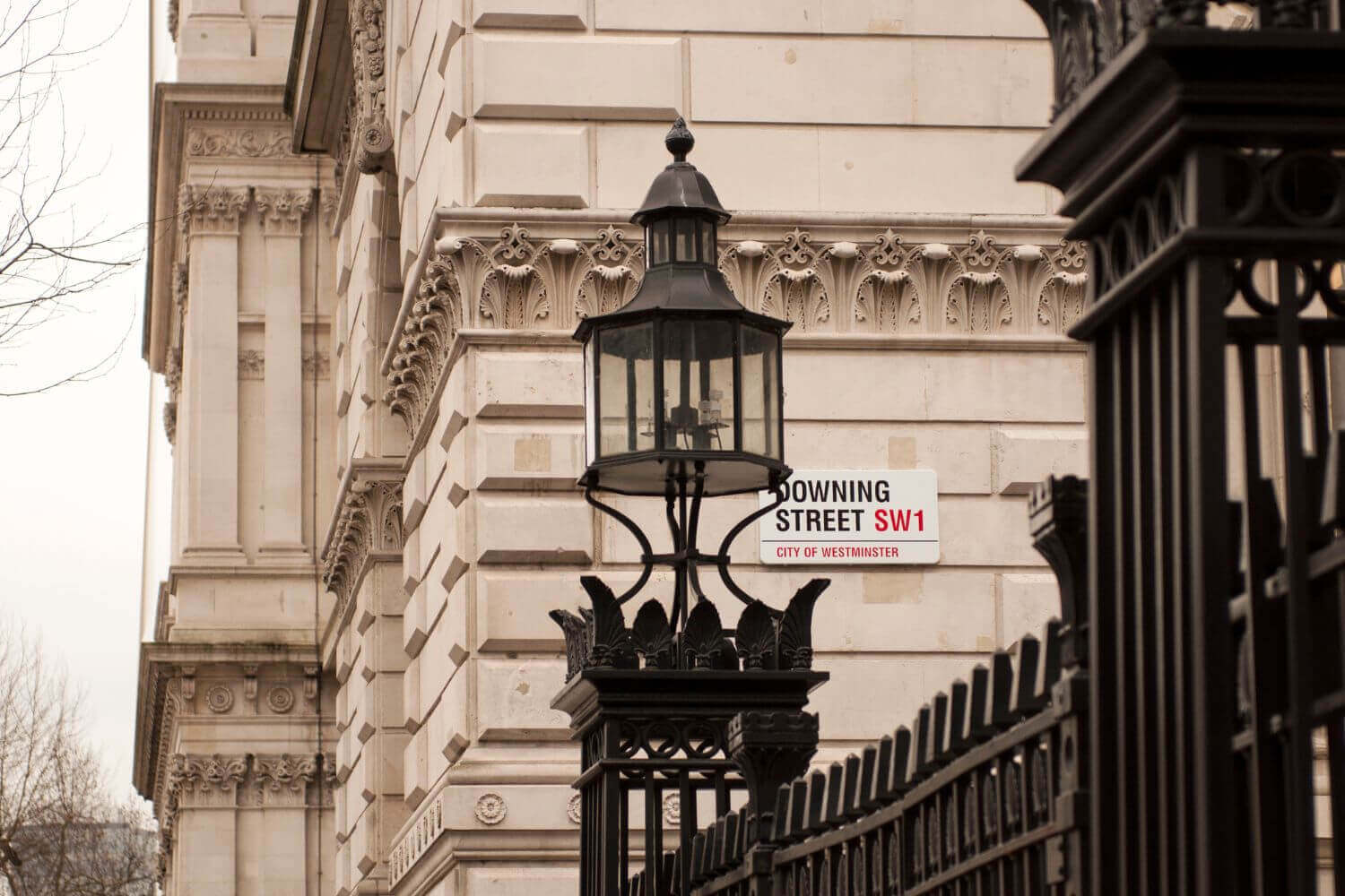 Image of Downing Street road sign & gate. Depicting HMRC Transformation Roadmap 2025 and announced changes for Making Tax Digital in April 2026